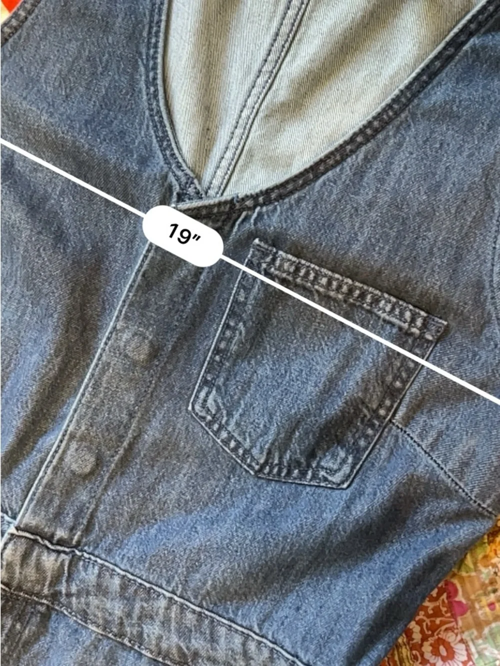 Curved Leg Denim Jumpsuit - Medium Wash 10 - Picture 10 of 11